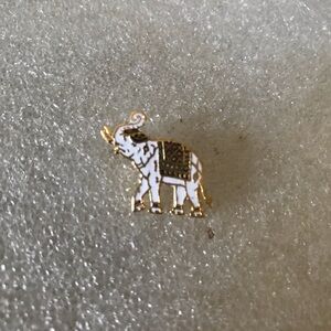 Gold and White Elephant Enamel Pin - Women Jewelry